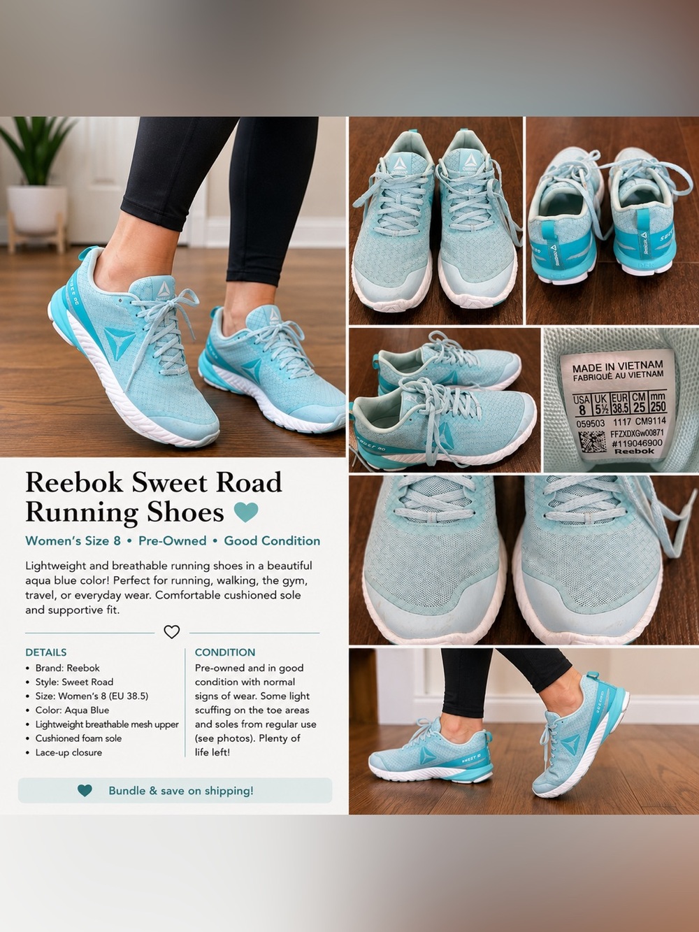 Reebok Sweet Road Running Shoes – Women’s Size 8